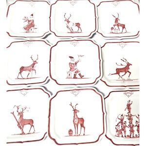 Juliska Country Estate Reindeer Games Square Dessert Plate Set (9) Made Portugal